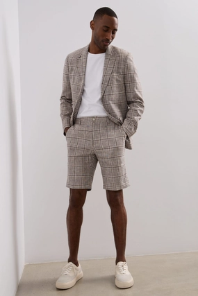 Urban fit linen checked bermuda shorts Ultra Lightweight Build Non Binding Waistline