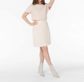 Band Waist Mini Skirt In Sand Chill Tones Silicone Grip Trim