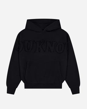 Distressed Applique Hoodie | Washed Black Midweight Material Country club style