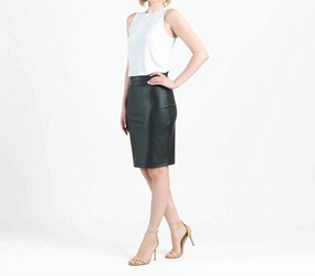 Festival Outfit urban scene Liquid Leather Pencil Skirt In Black