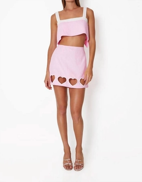 Cinta Skirt In Ballet Pink Print Mix Fresh Texture