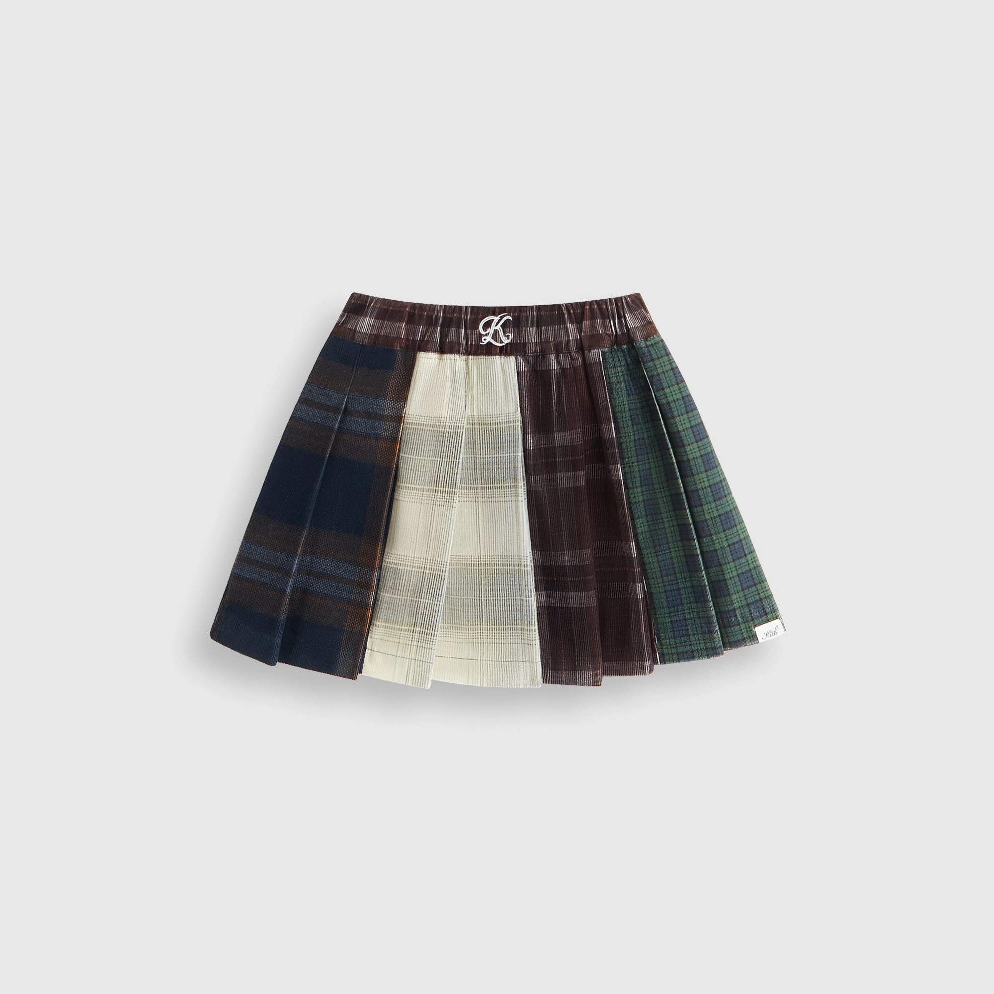 Layered Hem Ethically Made Kith Kids Textured Patchwork Pleated Skirt - Multi