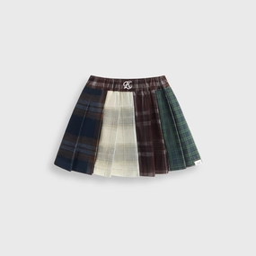 Layered Hem Ethically Made Kith Kids Textured Patchwork Pleated Skirt - Multi