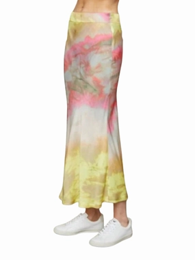 Sturdy Waistband Sustainable Clapton Skirt In Pink Citron Tie Dye