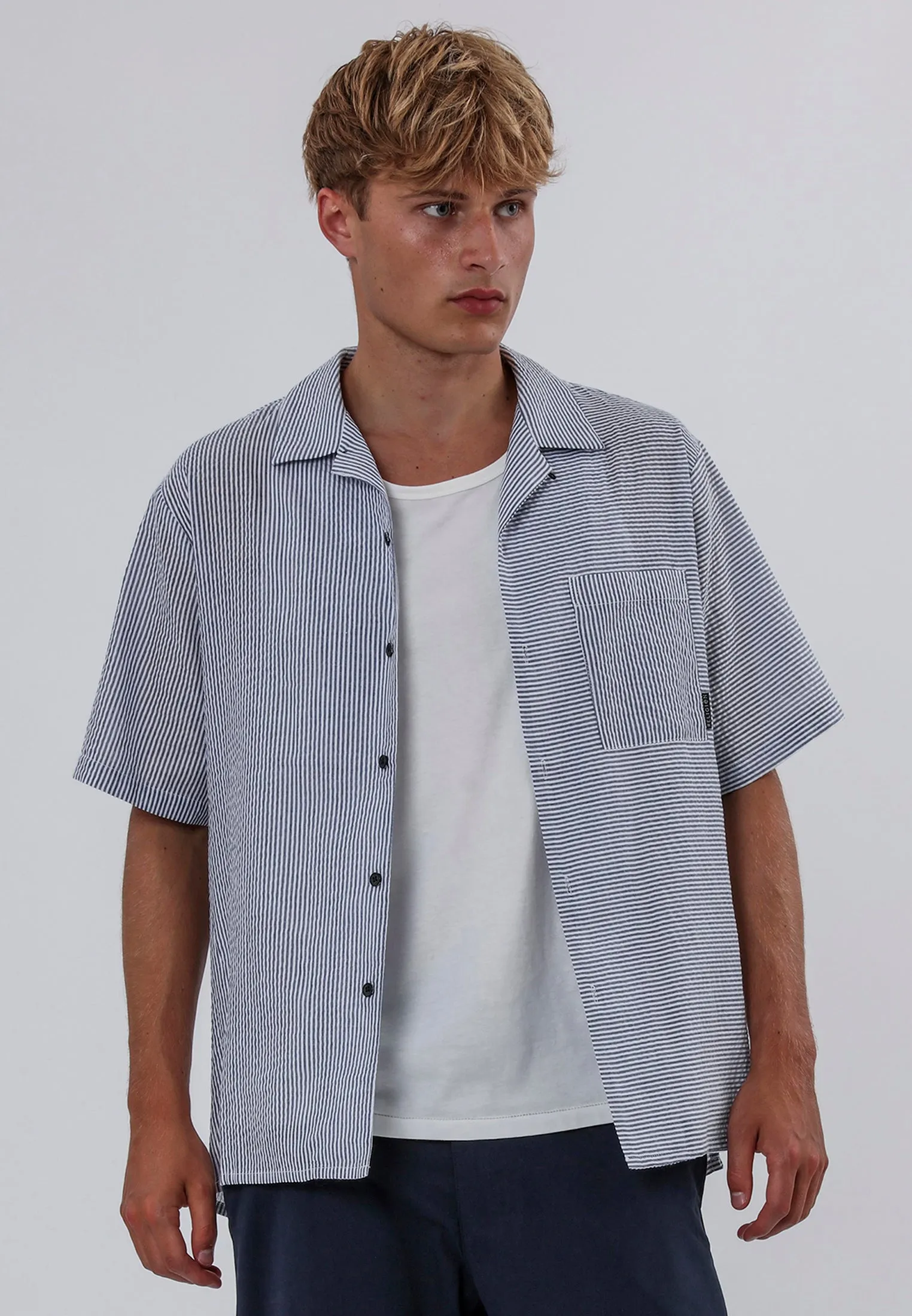 ILLUSION SHIRT OFF WHITE & BLUE Denim Blend Anti Pilling Treatment