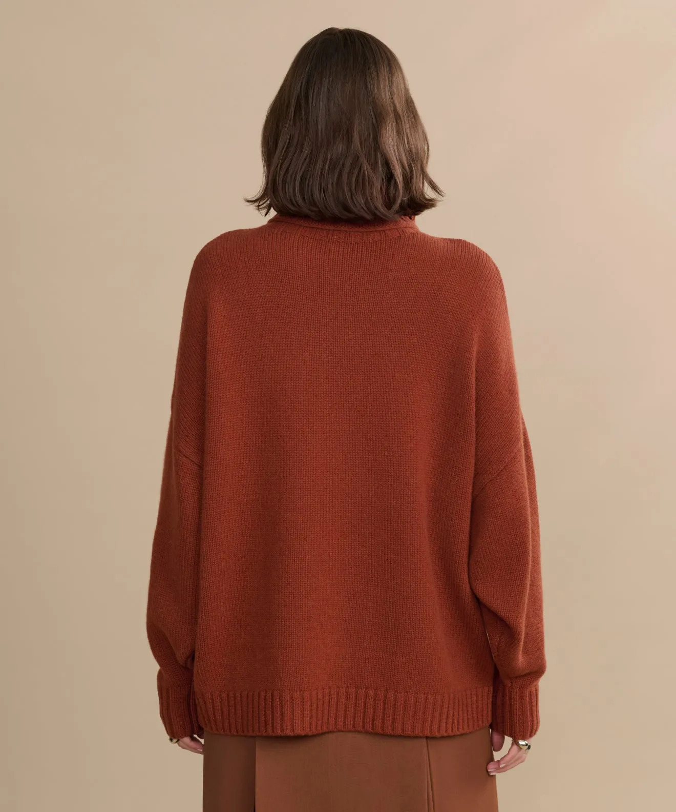 Cashmere Porter Turtleneck Layered Cable Pattern