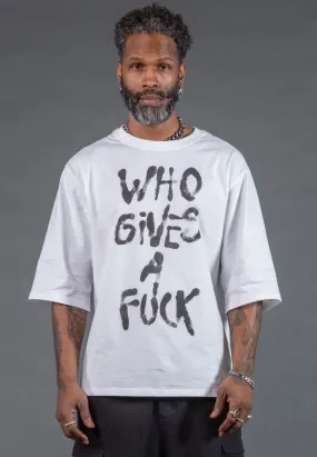Outdoor Ready WHO GIVES A FUCK OVERSIZED T-SHIRT WHITE
