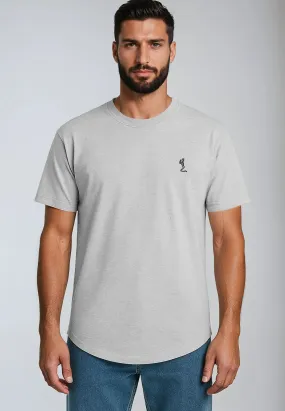 Cool and Chic ESSENTIAL SWAG CURVED HEM  LIGHT GREY T-SHIRT