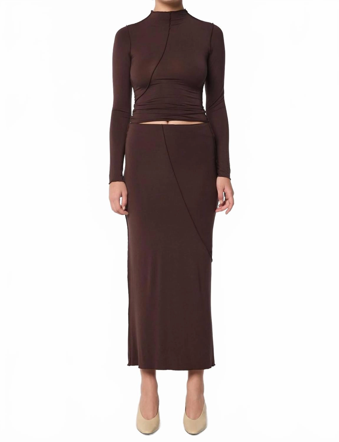 Vana Midi Skirt In Chocolate Simple Fashion