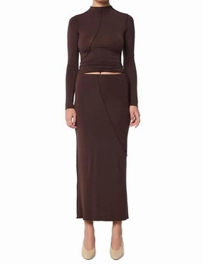 Vana Midi Skirt In Chocolate Simple Fashion