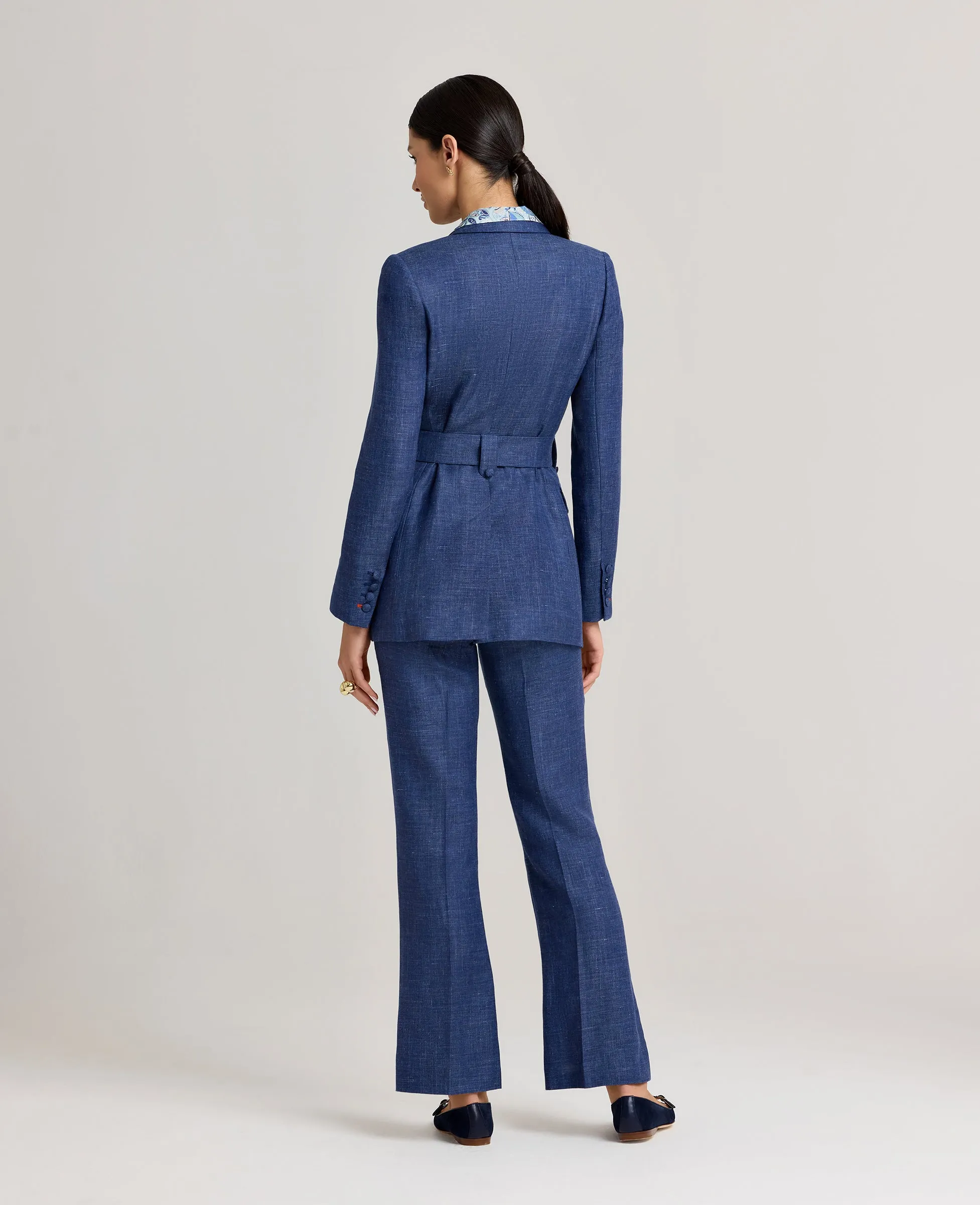 Ventilation System Comfort Focused Design Olivia Wool Linen Tie Belted Jacket