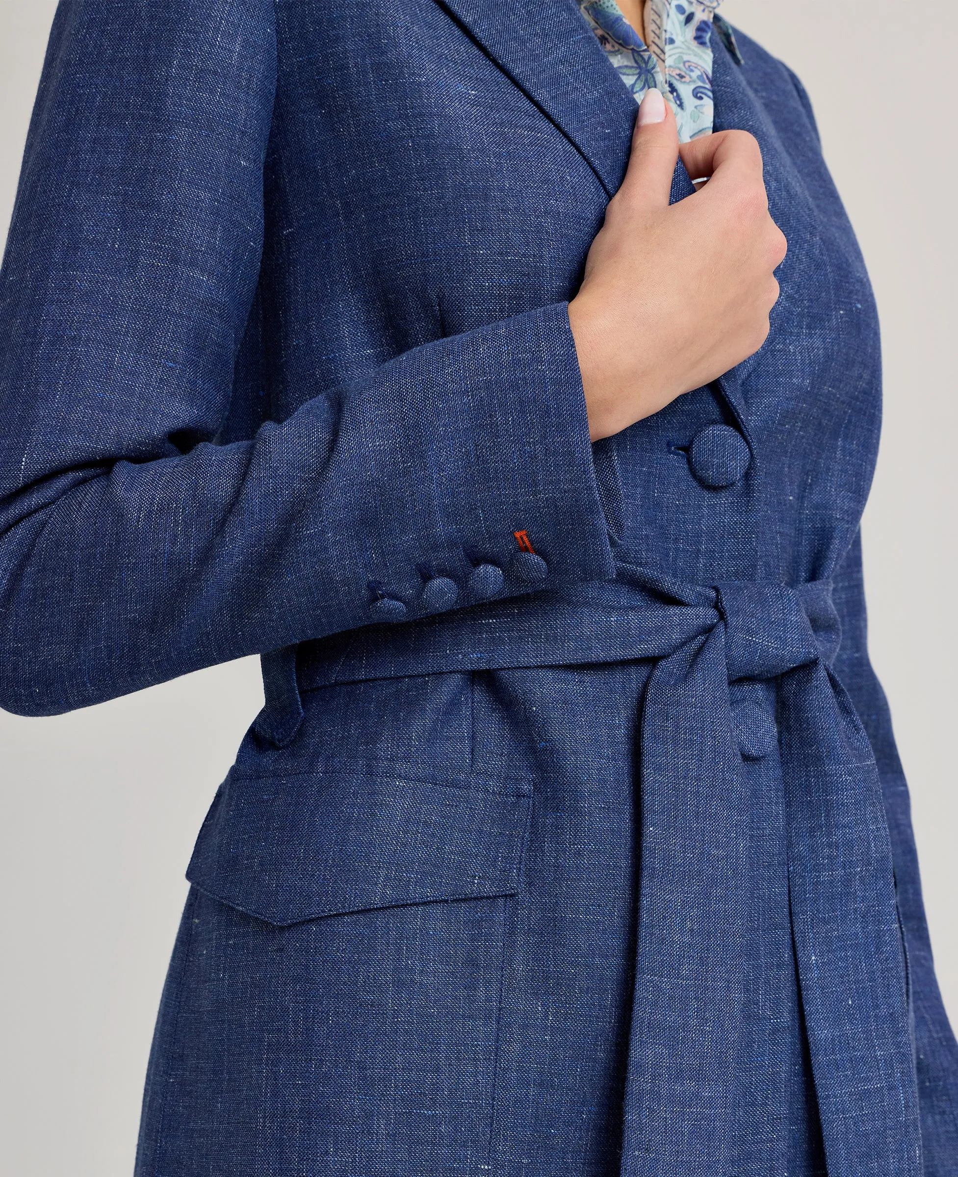 Casual Trend Olivia Wool Linen Tie Belted Jacket
