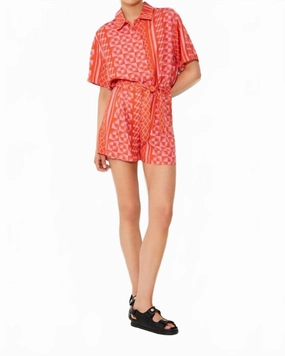 Loose Fit Printed Shorts In Orange Quick Access Zip Pockets Summer Wardrobe