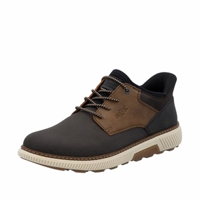 Sand Stroll Mens Rieker Stan 57 in Schwarz-Braun/Noce
