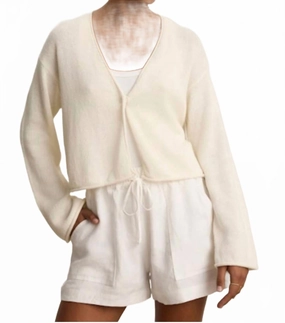Verity Cardigan Sweater In Milk Loose Weave