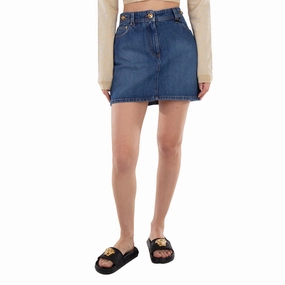 Versace Medusa 95 Cotton Denim Mini Skirt Signature Line Vegan Material