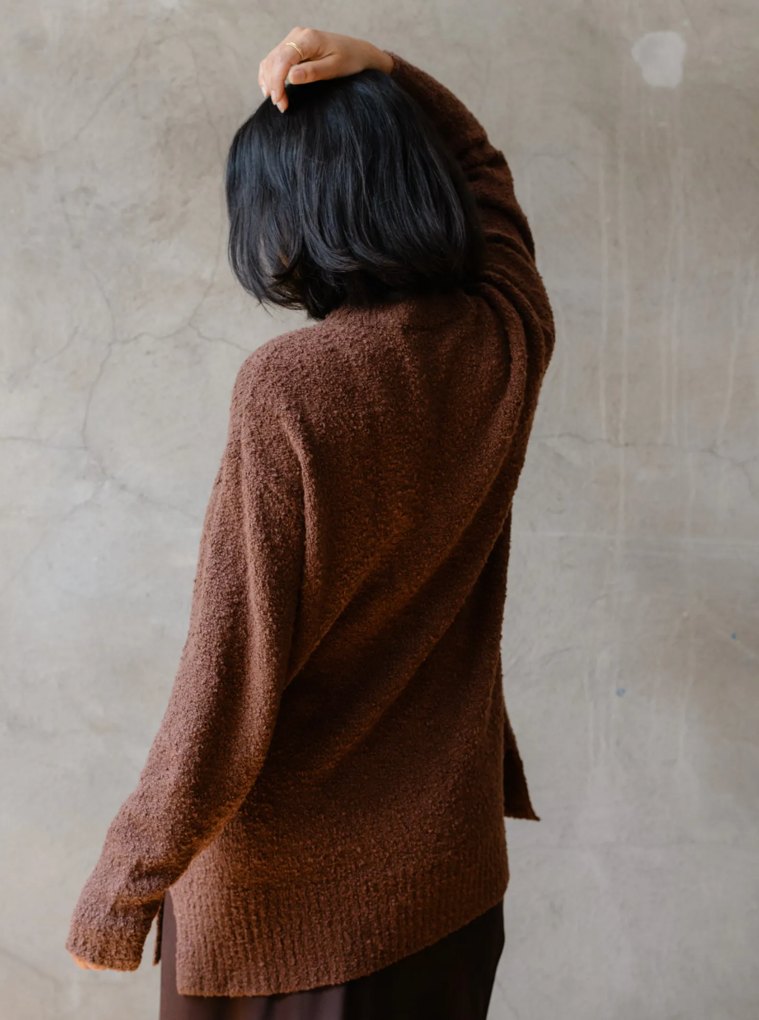 Alexis Boucle Sweater - Mocha LowMaintenance Care