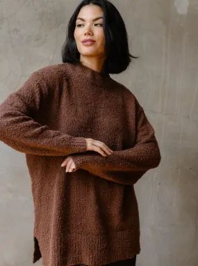 Sleek Surface Compact Weave Alexis Boucle Sweater - Mocha