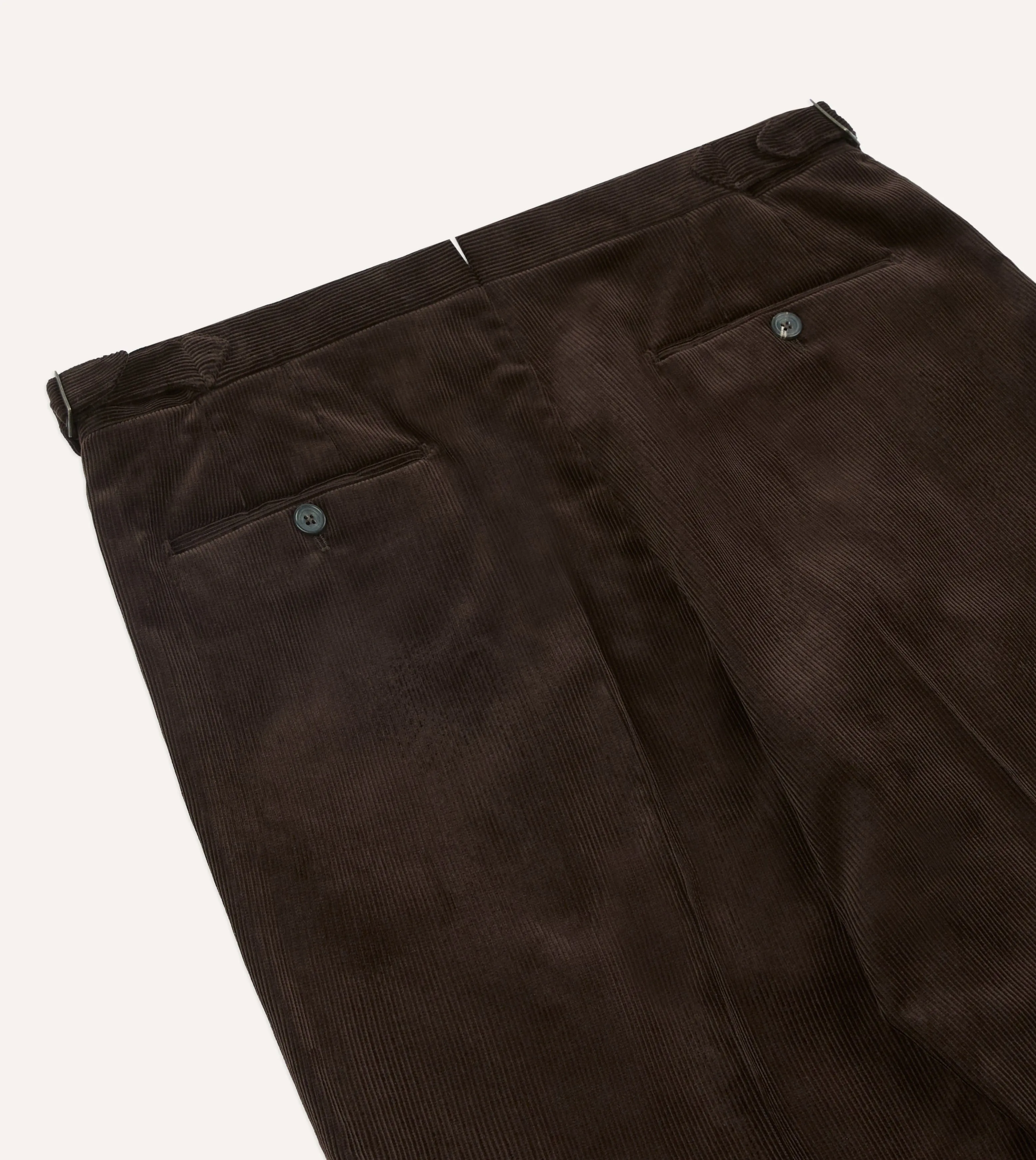 Brown Mid-Wale Corduroy Single Pleat Trouser Relaxed Waist