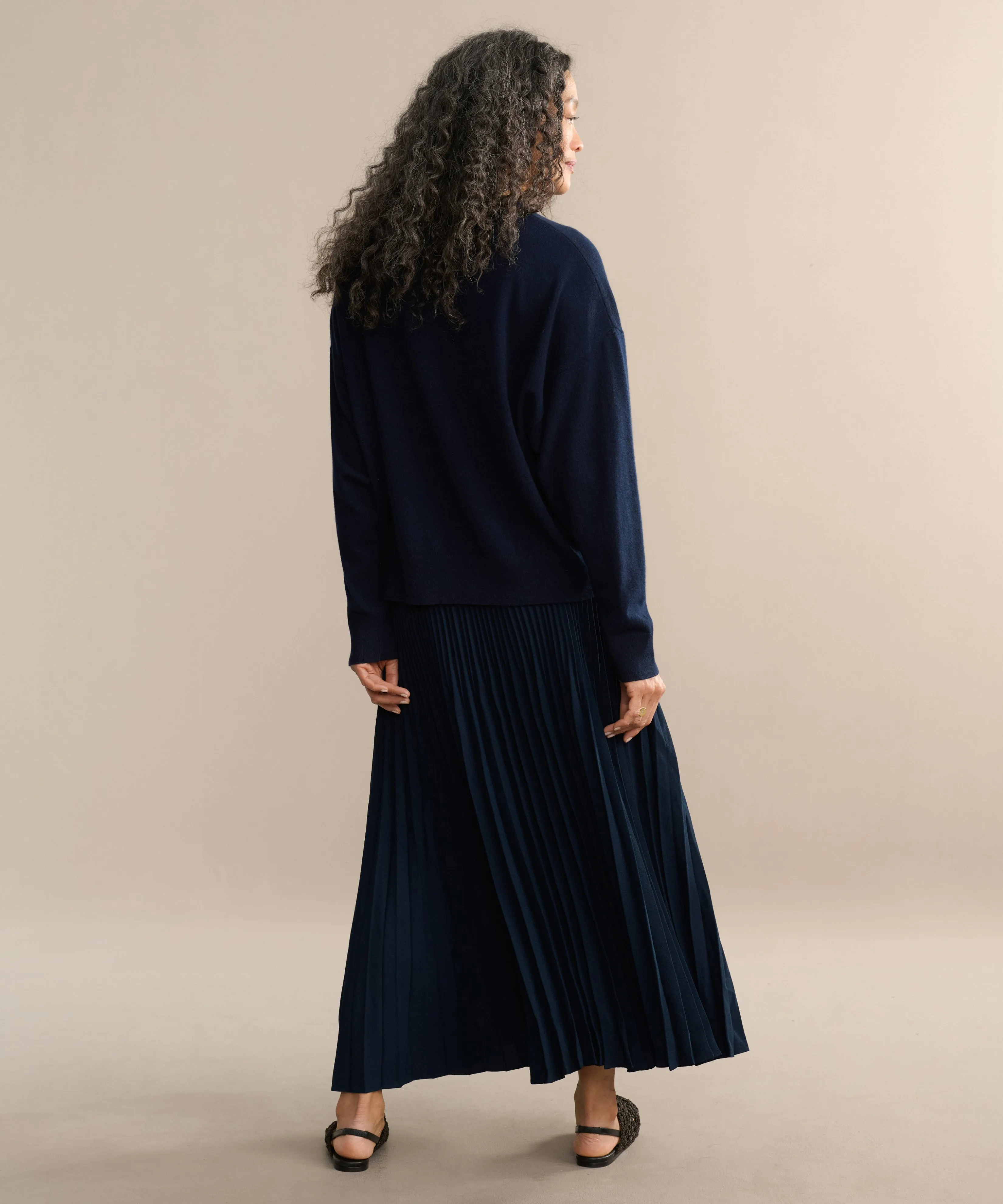 Pleated Skirt Contrast Panel Breezy Outfit