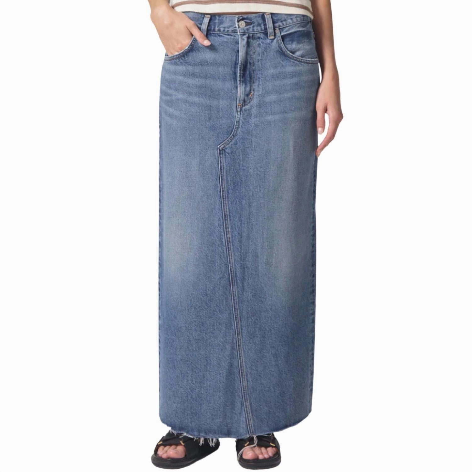 Circolo Reworked Maxi Skirt In Glisten Detachable Tie Clean Outfit