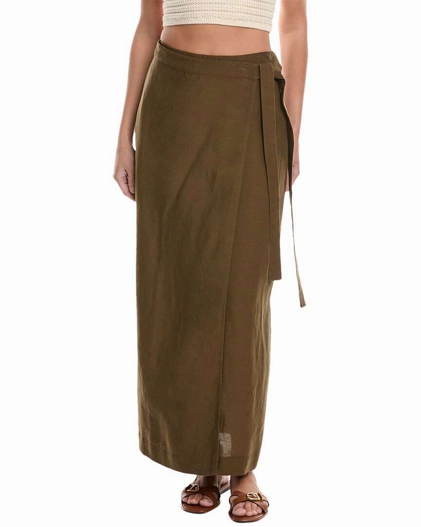 Frayed Finish Onia Air Linen-Blend Maxi Wrap Skirt