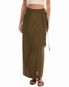 Onia Air Linen-Blend Maxi Wrap Skirt Luxury Trim