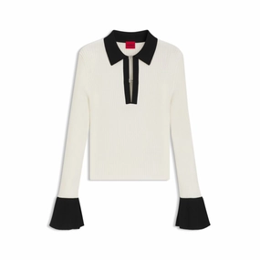 Knit polo with stacked-logo placket closures Knitwear Look