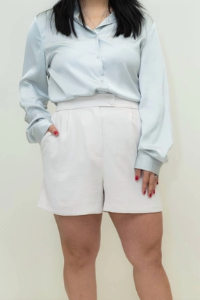 Sienna Eco-Friendly Tailored Shorts In Stone StretchWaistband