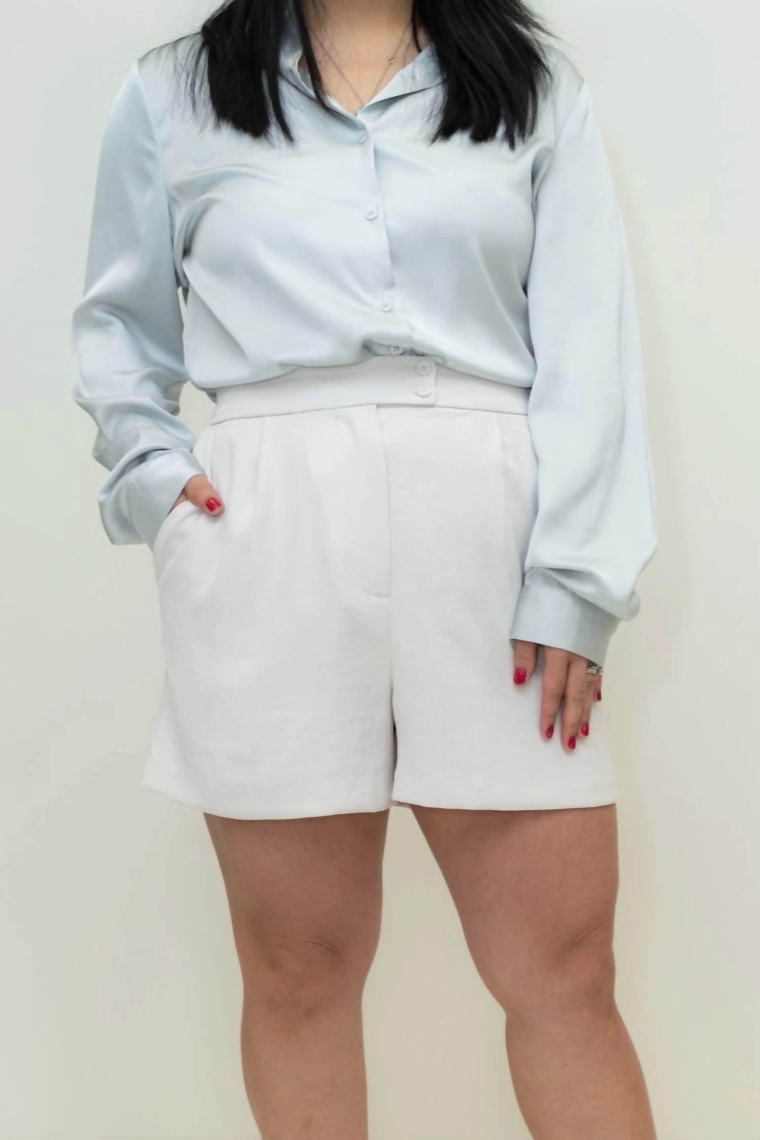 Sienna Eco-Friendly Tailored Shorts In Stone formal shorts Quick Release Fastener