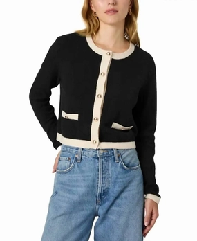 Vhari Contrast Cardigan In Black/classic Cream Knitwear Essential