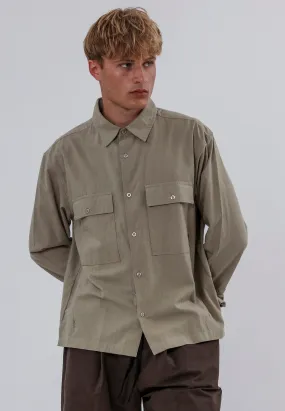 TWO POCKET RELAXED LINEN BLEND SHIRT LIGHT KHAKI Casual Hangout