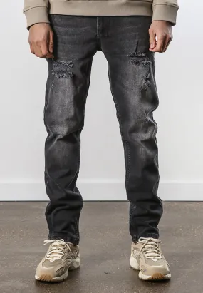 VICIOUS JEANS RIPPER BLACK Detachable belt