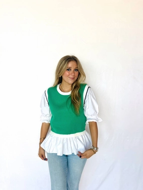 Casual Warmth Soft Fabric Look Victoria Sweater Tank Top In Green