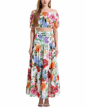 VINCENT 2pc Top & Skirt Set Sleek Appeal Midi length