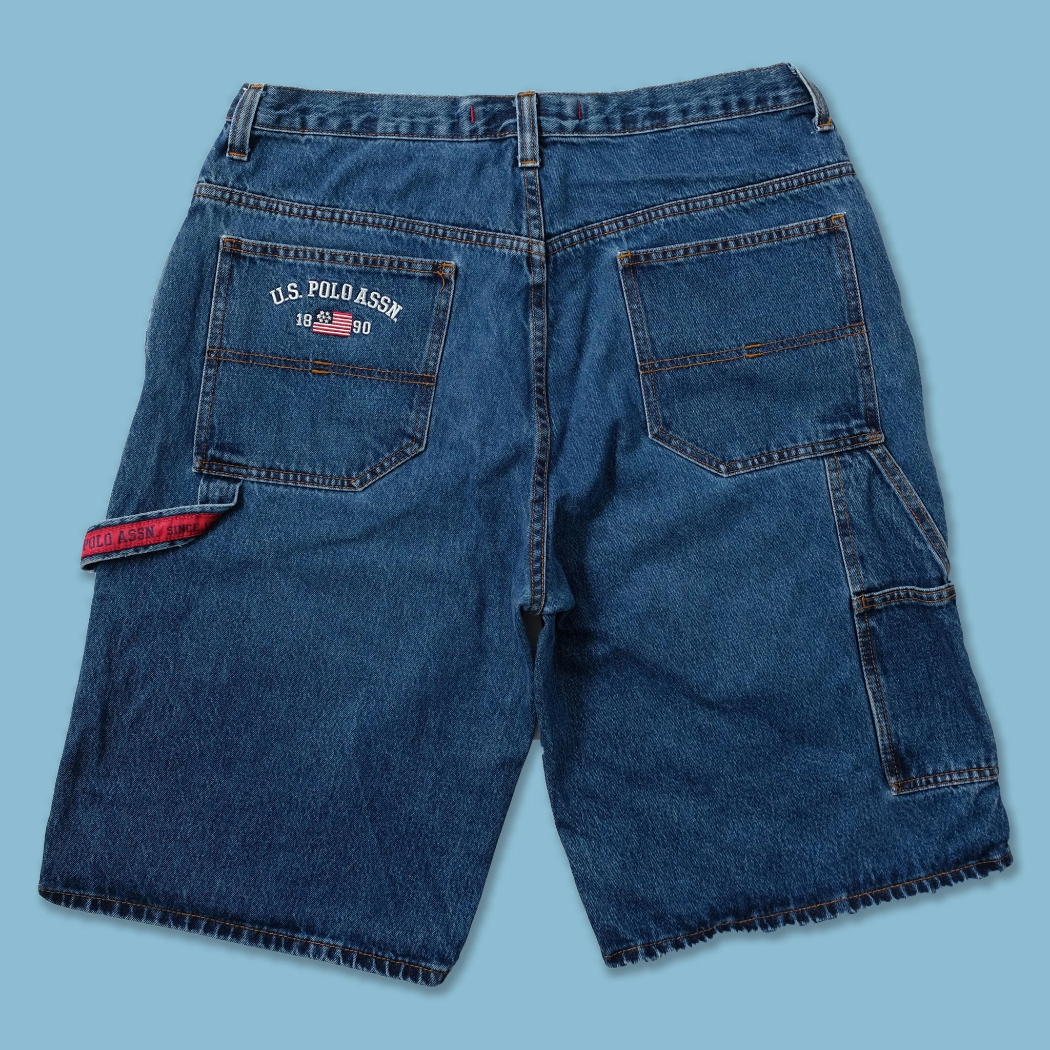 Adjustable drawstring Cable Stitch Vintage Denim Shorts W36 Warm Appeal