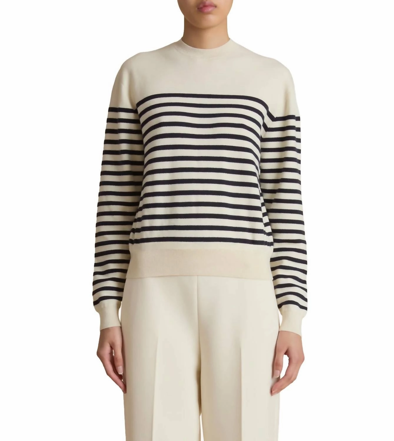 Viola Stripe Sweater In Midnight Navy Cozy Vibe Soft Knit