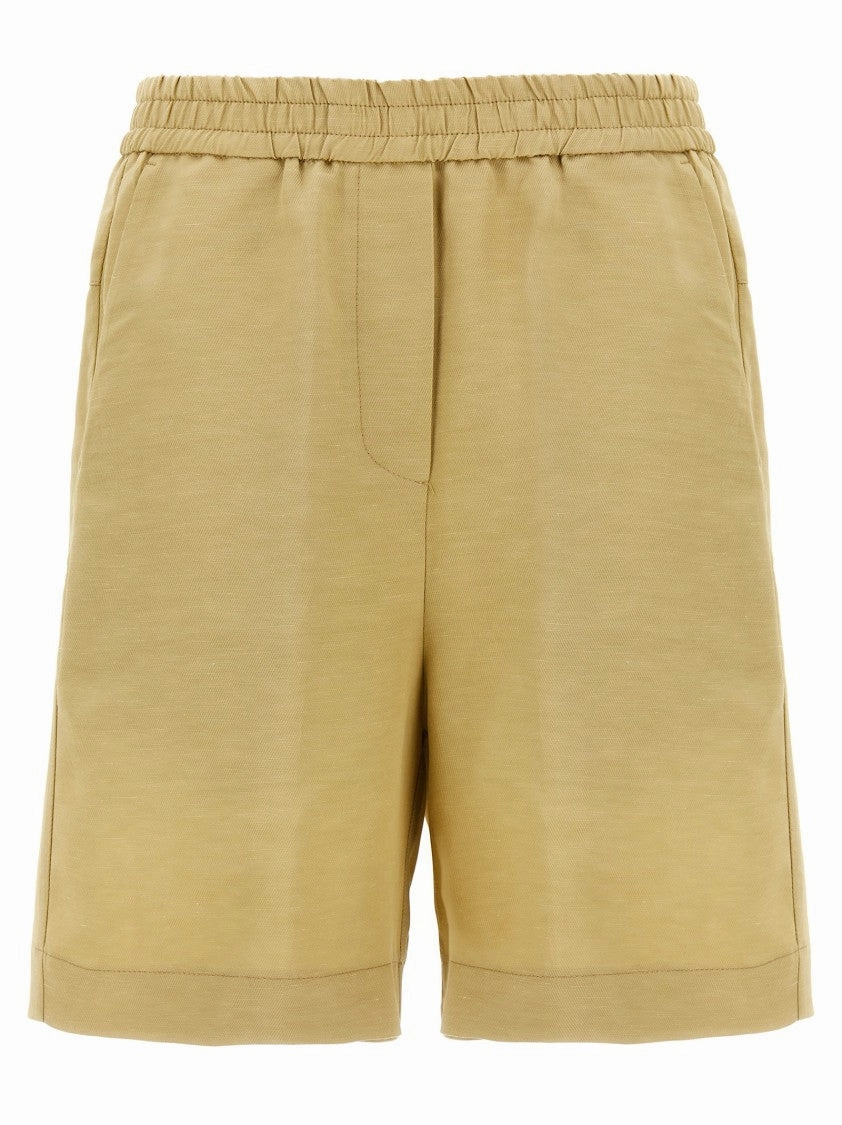 Warm Day Outfit Viscose And Linen Blend Bermuda Shorts
