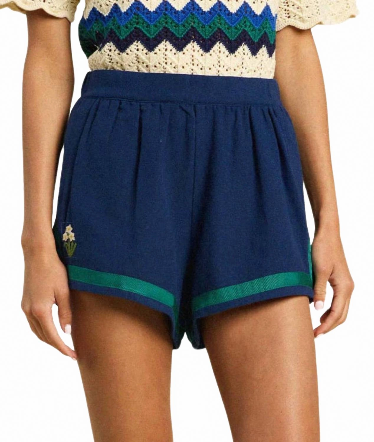 Rhea Pull-On Short In Blue Day Out Gusseted Crotch