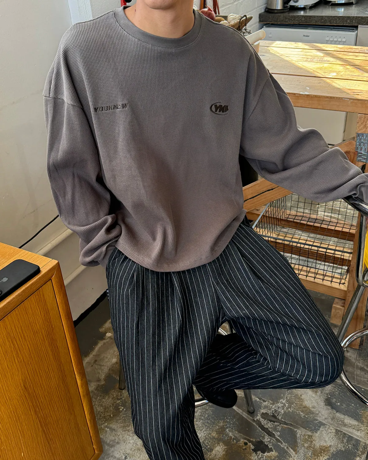 Seasonal top Waffle Longsleeve | Charcoal