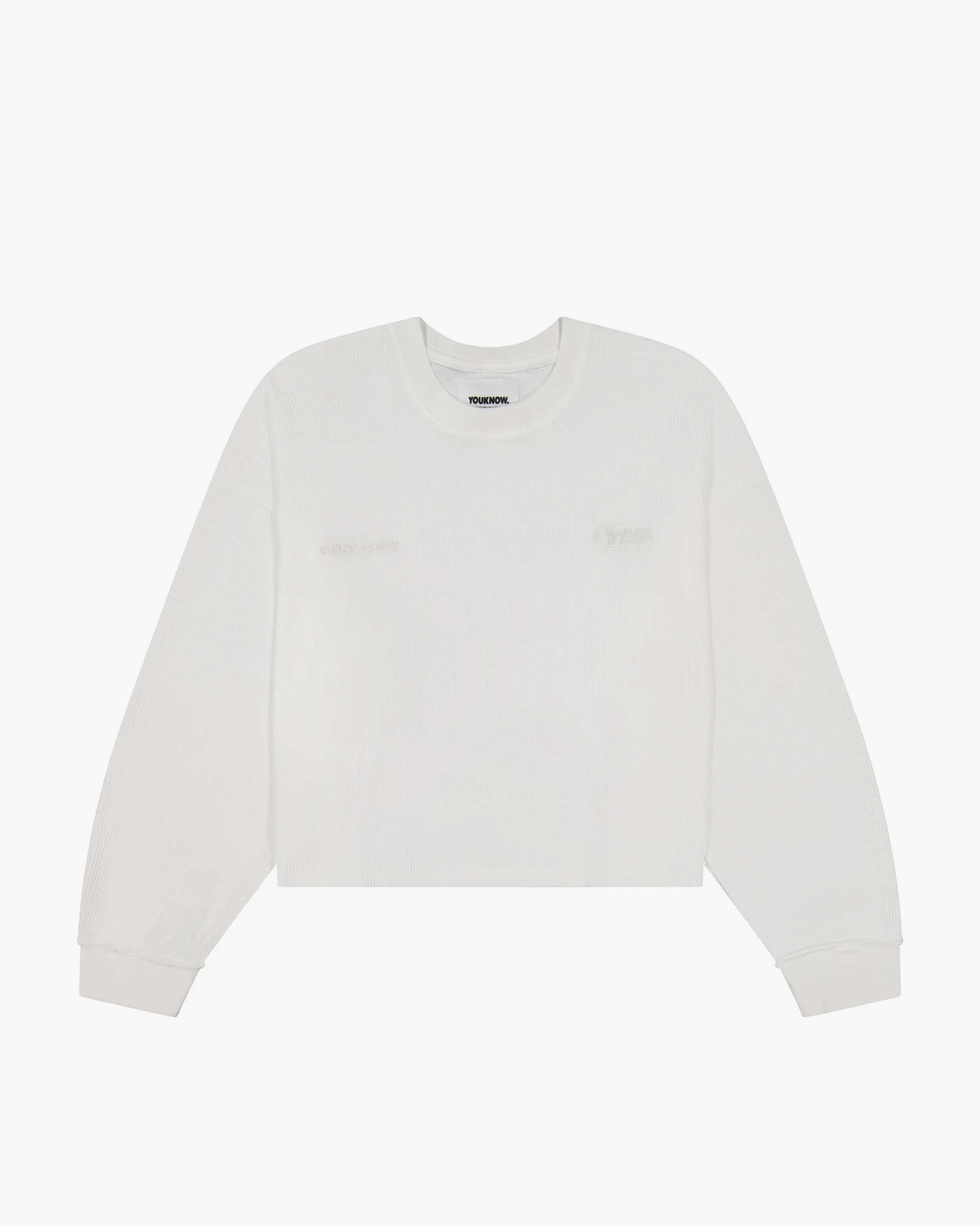 Waffle Longsleeve | White Non Irritating Collar Sports Outfit