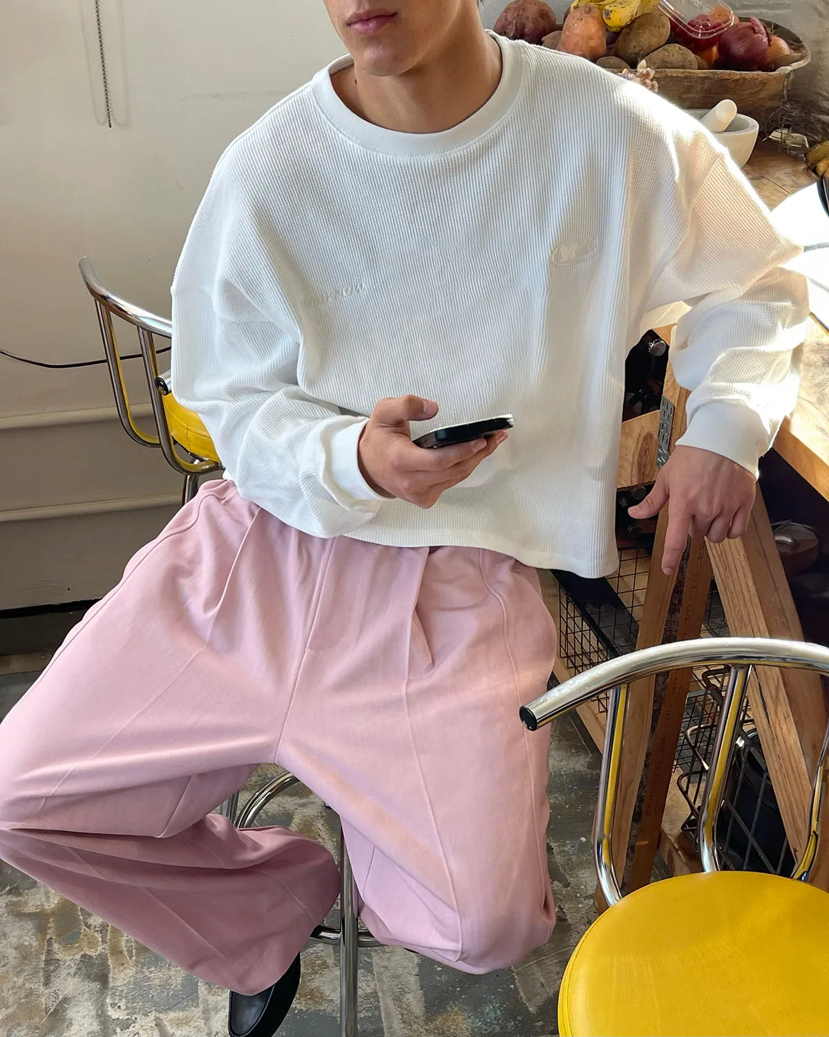 Versatile Layering Piece Waffle Longsleeve | White