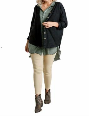 Waffle Knit Cardigan In Black Warm Knit