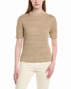 crew neck Fashion Essential Lafayette 148 New York Cropped Linen-Blend Sweater