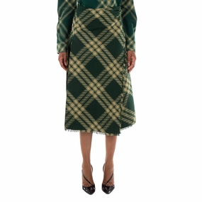 Burberry Check Pattern Wool Skirt, Brand Size 4 (US Size 2) Neutral Look