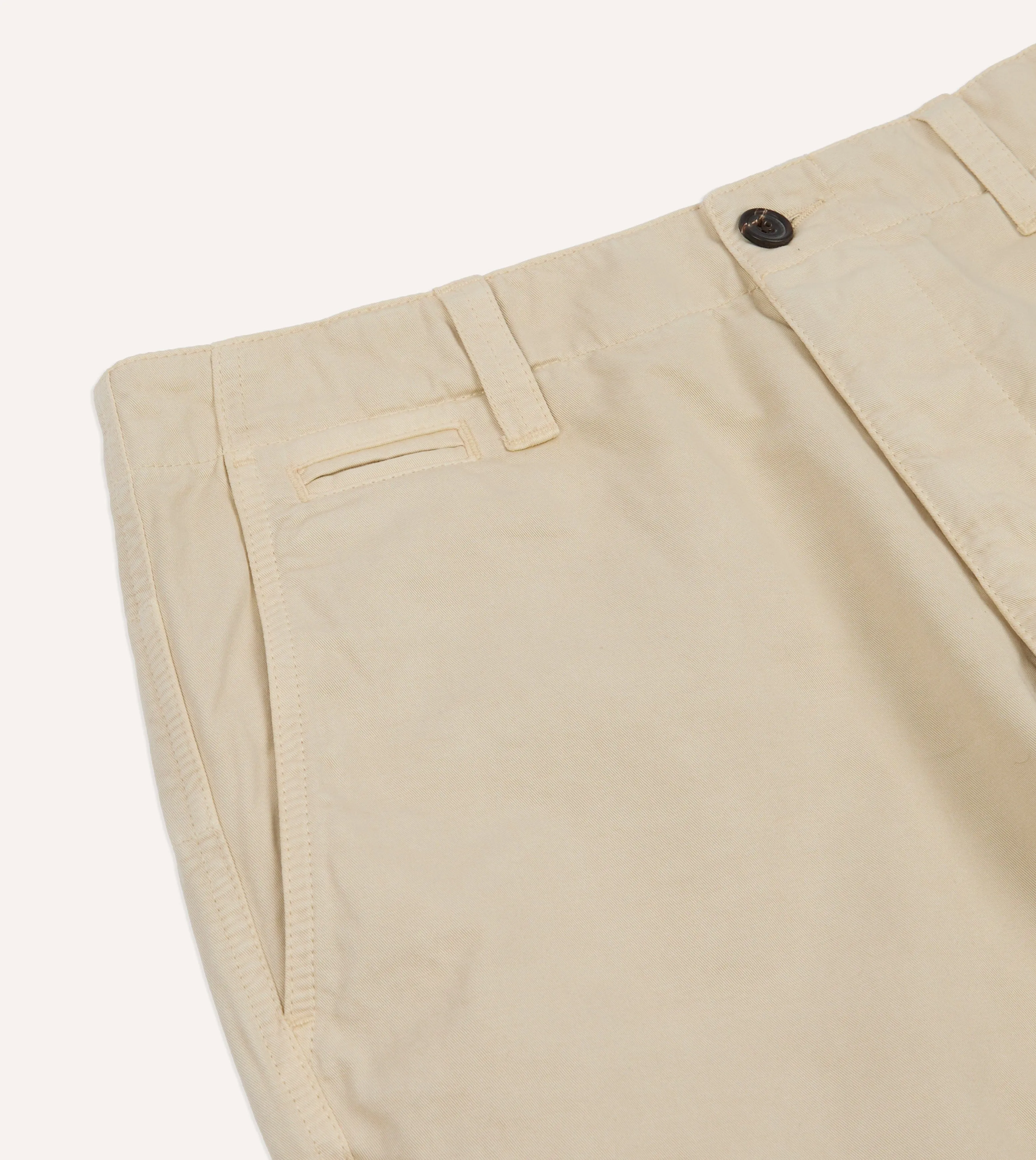 Reflective Trim Stretch Waist Cream Cotton Wide Leg Flat Front Chino