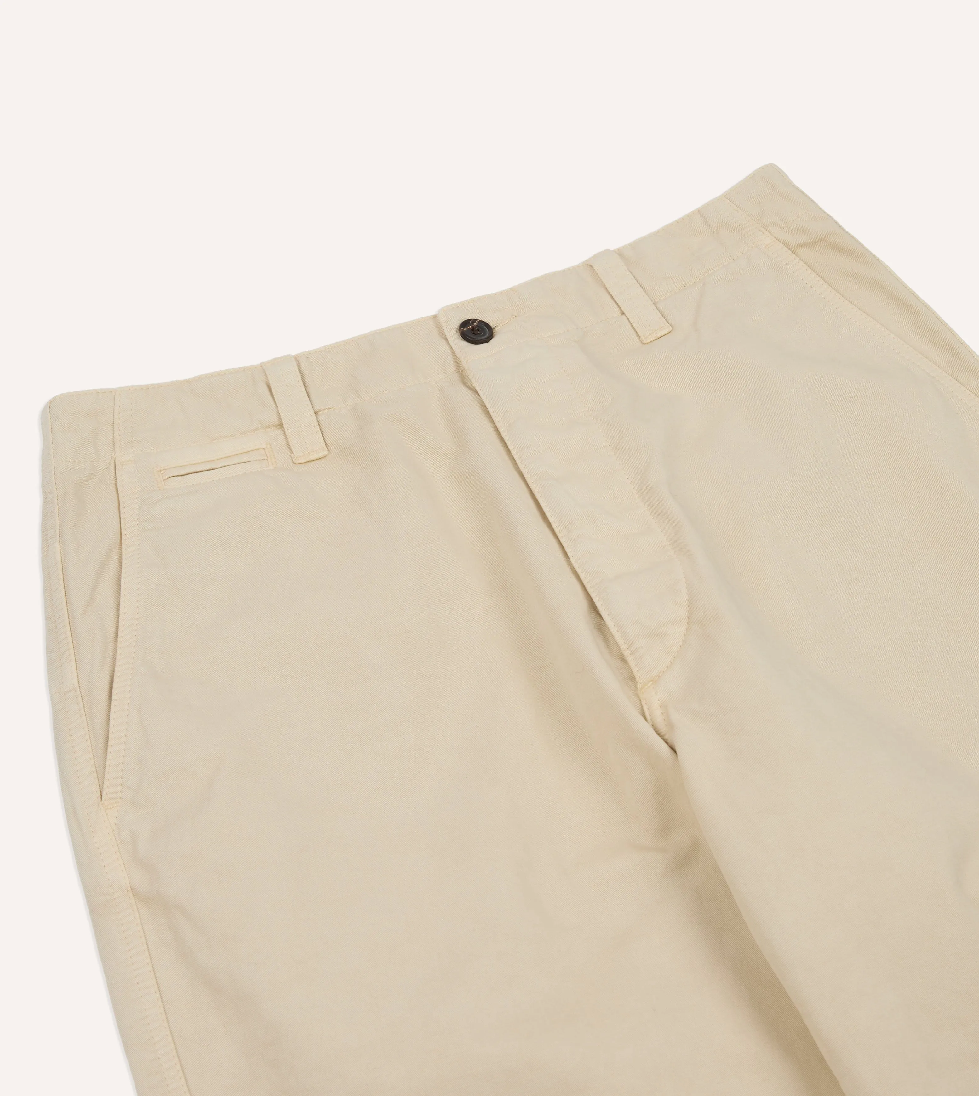 LowProfileWaistband Light Design Cream Cotton Wide Leg Flat Front Chino