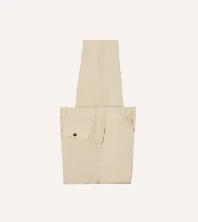 Cream Cotton Wide Leg Flat Front Chino Abrasion resistant