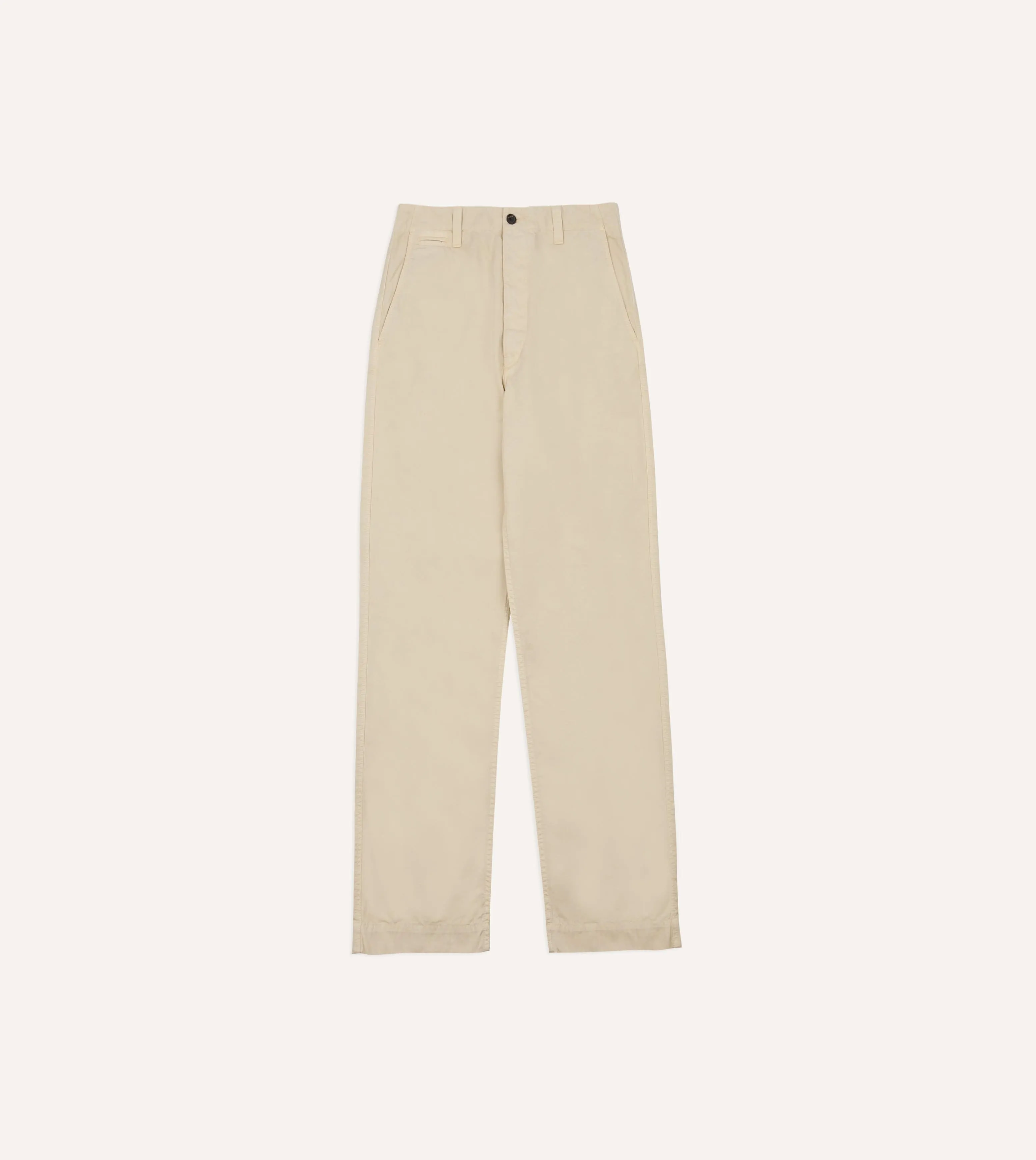 Travel Style SecureZipperClosures Cream Cotton Wide Leg Flat Front Chino