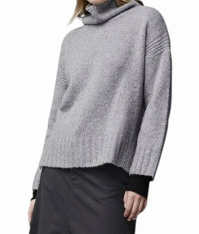 Cashmere Melange Turtleneck Sweater In Dark Grey Layered Thermal Core Eco Friendly Yarn Blend